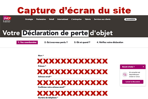 formulaire de déclaration d'objets perdus à la SNCF - GAREDEFRANCE.FR